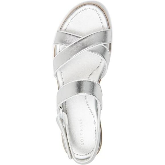 💕COLE HAAN💕 Mirabelle Crisscross Sandal ~ Silver/White 9.5 - Picture 2 of 6